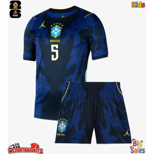 Brazil Casemiro #5 Replica Away Stadium Kit for Kids World Cup 2026 Short Sleeve (+ pants)